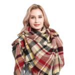 Plaid Check Scarf With Fringe Edges And Relaxed Draped Shape