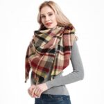 Plaid Check Scarf With Fringe Edges And Relaxed Draped Shape - Image 3