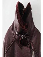 Women's Dark Zip Front Jacket With Wide Collar And Belt - Image 2