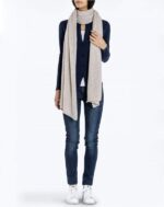 Shawl knitted pashmina winter plain scarves wool women's maxi cashmere neck scarf - Image 2