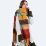 New European and American autumn and winter like cashmere scarf women's wool tassel knitted plaid shawl
