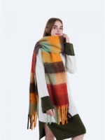 New European and American autumn and winter like cashmere scarf women's wool tassel knitted plaid shawl