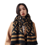 Double-sided imitation cashmere scarf women's winter printing warm cashmere scarf shawl dual-use scarf
